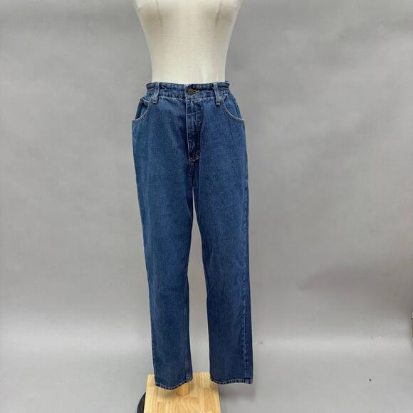L.L. Bean Straight leg dark Jeans high rise partial elastic waist Size 8 M Tall - Picture 1 of 13